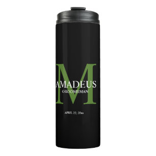 Garrafa Térmica Monograma Verde Chamado Tumbler Térmico