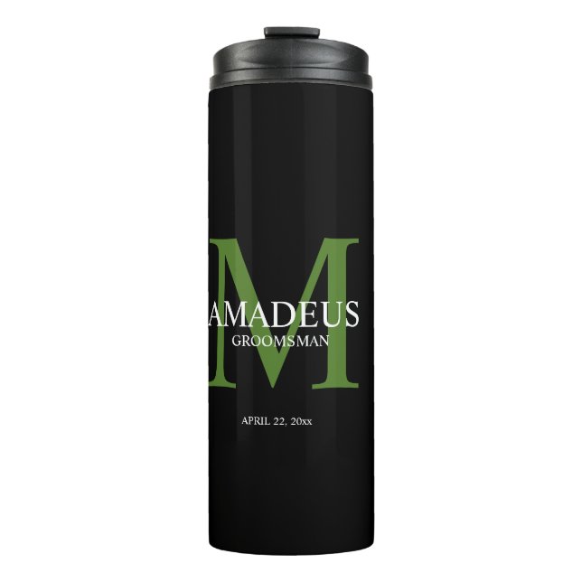 Garrafa Térmica Monograma Verde Chamado Tumbler Térmico (Frente)
