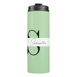 Garrafa Térmica Monograma Verde Elegante Tumbler Térmico