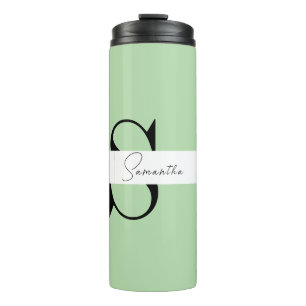 Garrafa Térmica Monograma Verde Elegante Tumbler Térmico