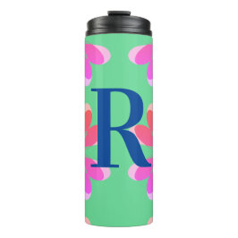 Garrafa Térmica Monograma Verde limão Rosa Quente Inicial