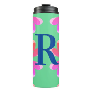 Garrafa Térmica Monograma Verde limão Rosa Quente Inicial