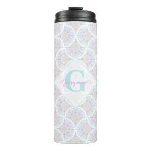 Garrafa Térmica Monogramas Pastel Rainbow Sundae Mandala Art Deco