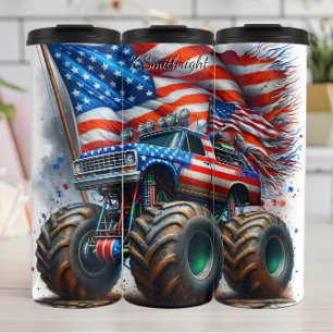 Garrafa Térmica Monster Truck American Flag Splash