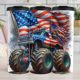 Garrafa Térmica Monster Truck American Flag Splash