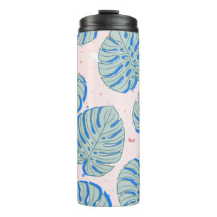 Garrafa Térmica Monstera Tropical: Padrão Vintage Terrazzo