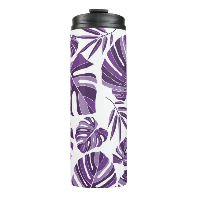 Garrafa Térmica Monstera violenta tropical deixa um padrão sem cos (Frente)