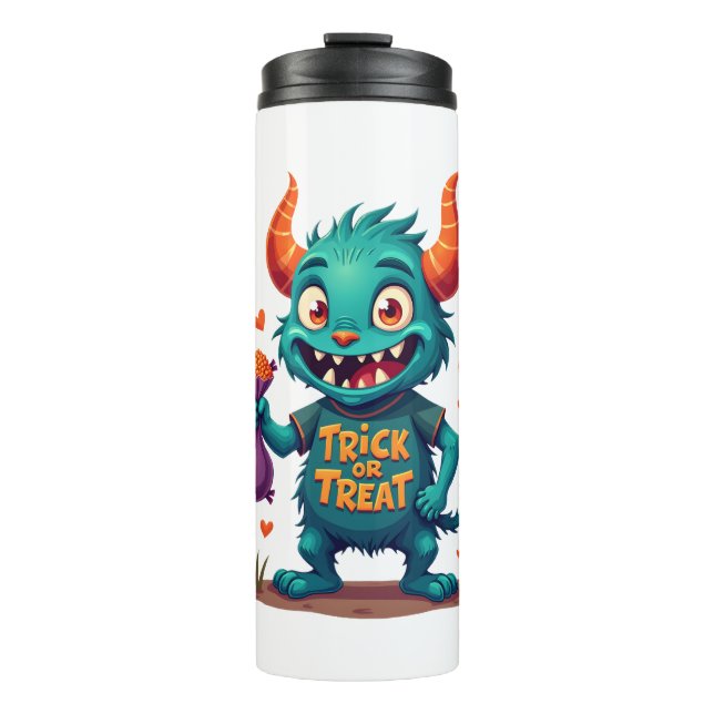 Garrafa Térmica Monstro de doces de truque ou trato - Camisa do Di (Frente)