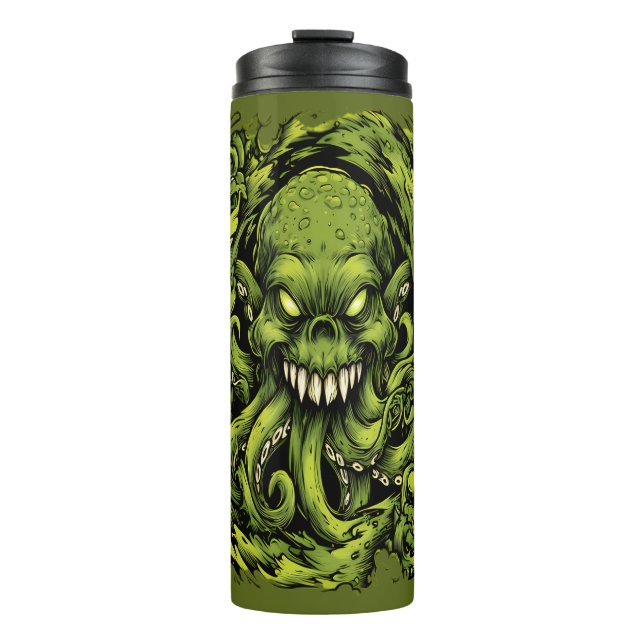 Garrafa Térmica Monstro Tentáculo Verde Sinistro Tumbler Térmico (Frente)