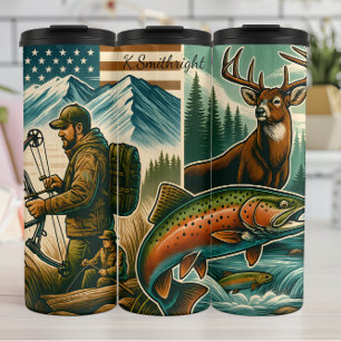 Garrafa Térmica Montagem Esportiva no Exterior do Caçador American