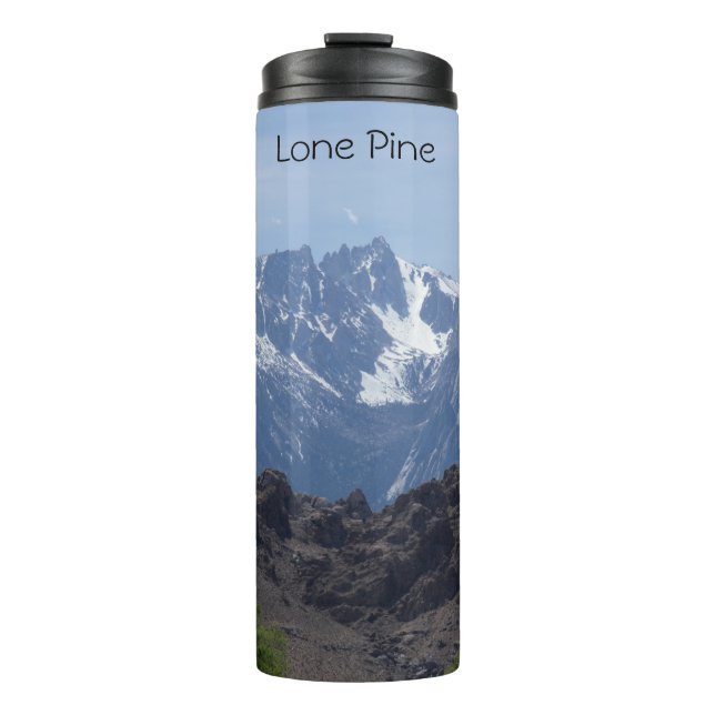 Garrafa Térmica Montanhas de Lone Pine com neve no topo     (Frente)