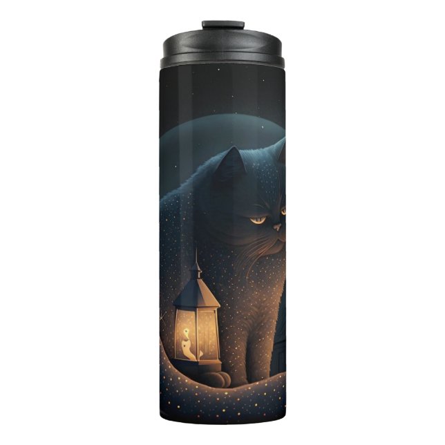 Garrafa Térmica Moody Black Cat by House @ Night - Tumbler Térmico (Frente)
