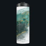 Garrafa Térmica Moody Ink EmeraldGold Festa de casamento ID988<br><div class="desc">Seus sonhos estão finalmente se tornando realidade e este design abstrato de tinta alcoólica que flui define o tom perfeito para o maravilhoso casamento que você sempre imaginou. Em tons de verde-vidro marinho a esmeralda escura, acentuados com ouro brilhante, o tumbler térmico coordenador mostrado aqui fornece uma modelo para adicionar...</div>