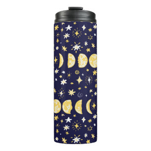 Garrafa Térmica Moon Phases Stars Vintage Fundo