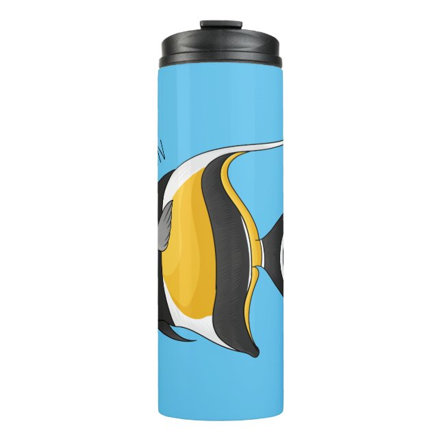 Garrafa Térmica Moorish idol fish cartoon illustration  (Frente)