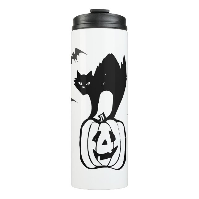 Garrafa Térmica morcegos gato abóbora halloween (Frente)