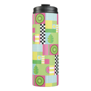 Garrafa Térmica Mosaico amarelo-rosa-rosa-fruta-de-verão colorido