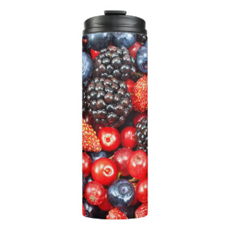 Garrafa Térmica Mosaico de Fundo Fresco de Frutas Vermelhas