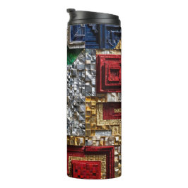 Garrafa Térmica Mosaico Quadrado Gigante Esmeralda Dourado Marfim
