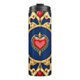 Garrafa Térmica Motivo de Coração com Moldura Dourada e Desenho Or
