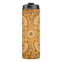 Garrafa Térmica Motivo Paisley Dourado Monocromático