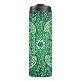 Garrafa Térmica Motivo Paisley Verde Monocromático