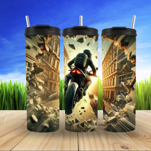 Garrafa Térmica Motociclo futurístico com luzes LED exibindo