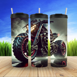 Garrafa Térmica Motociclo futurístico com luzes LED exibindo