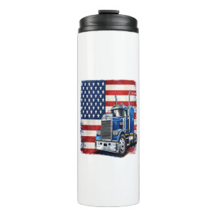 Garrafa Térmica Motorista de Caminhão Semi-Reboque com Bandeira Am