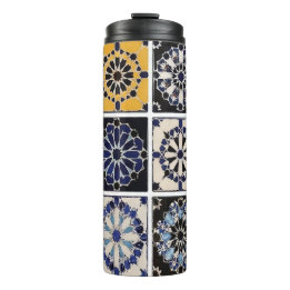 Garrafa Térmica Mug - Moroccan Zellige Mosaic Navy Mustard Tile