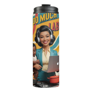 Garrafa Térmica Muita Mão De Obra — Ilustração Da Mulher Retroativ