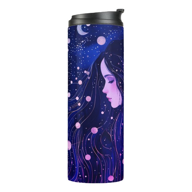 Garrafa Térmica Mulher Celestial Deusa do Céu Lua Estrelas (Giro à esquerda)