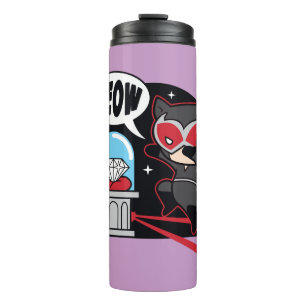 Garrafa Térmica Mulher-Gato De Chibi Roubando Um Diamante