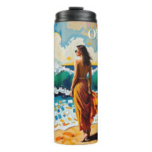 Mulher na Arte Abstrata da Praia Personalizada à B