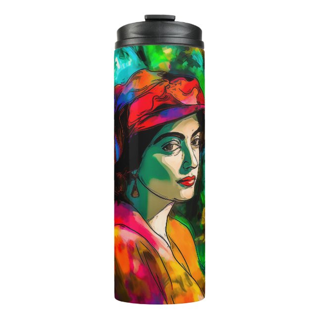 Garrafa Térmica Mulher no Chapéu Vermelho (Frente)