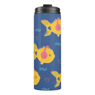 Garrafa Térmica Música pesca desenho animado padrão uniforme de