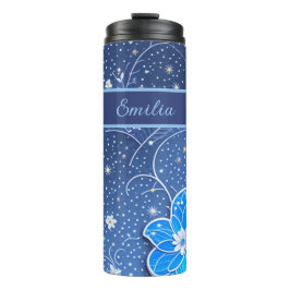 Garrafa Térmica Muster blau weiß mit Blumen