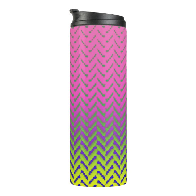 Garrafa Térmica MVB Chevron Rainbow Pink Design Tumbler (Rotação à direita)