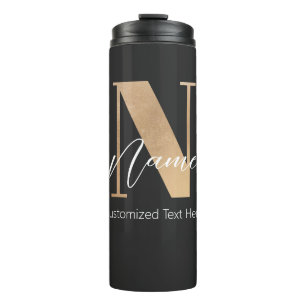Garrafa Térmica N & Nome Inicial Monograma Moderno Personalizado