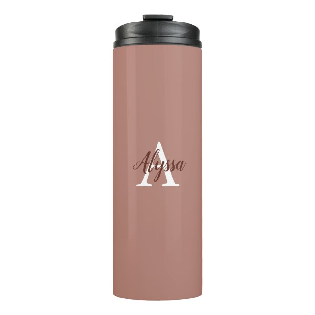 Garrafa Térmica Na moda Cinnamon Monograma Tumbler Térmico (Frente)