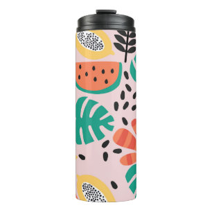 Garrafa Térmica Na moda de fruta: Design do padrão Vintage.