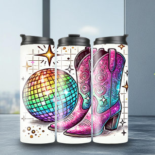 Garrafa Térmica Na moda Disco Ball Cowboy Boots Tumbler Térmico