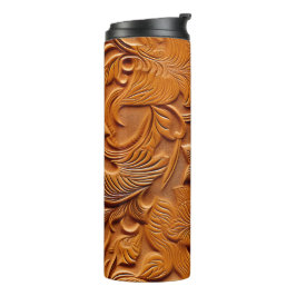 Garrafa Térmica Na moda Elegante Camel Brown Faux Couro Emboscada