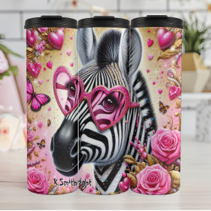 Garrafa Térmica Na moda Zebra em Óculos Cardíacos