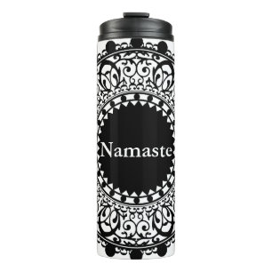 Garrafa Térmica Namaste Black & White Floral Mandala