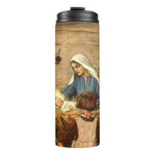 Garrafa Térmica Natal Antigo, Natividade Religiosa com o Menino Je