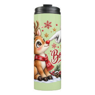 Garrafa Térmica Natal Bonito Papai Noel e Boop no Nariz do Renas