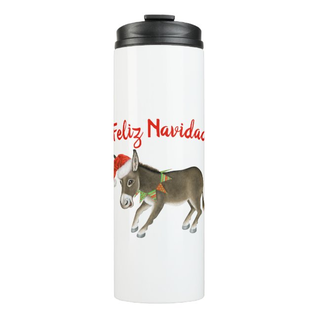 Garrafa Térmica Natal Burro Feliz Navidad Personalizável (Frente)