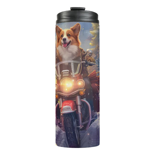 Garrafa Térmica Natal de Motocicleta Corgi (Frente)