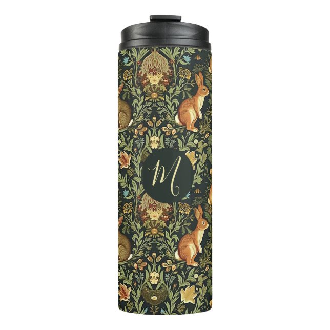 Garrafa Térmica Natal dos Coelhos Florais da Floresta de William M (Frente)